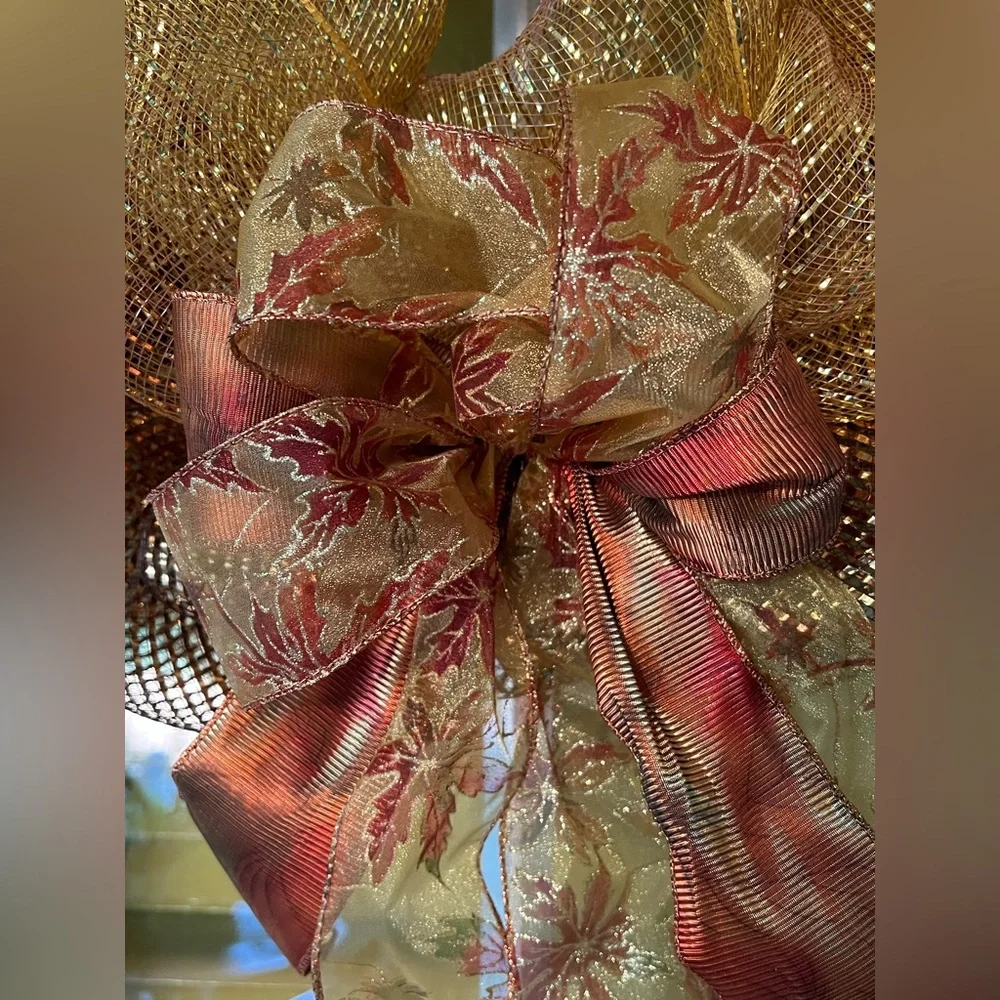 NWOT HANDMADE FALL DECO MESH WREATH.